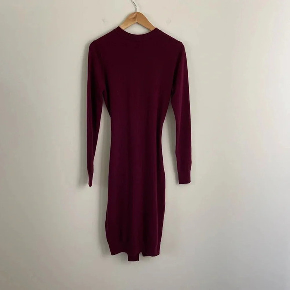 Autumn Cashmere Tie Front Sweater Dress in Pinot quiet luxury - Picture 4 of 6